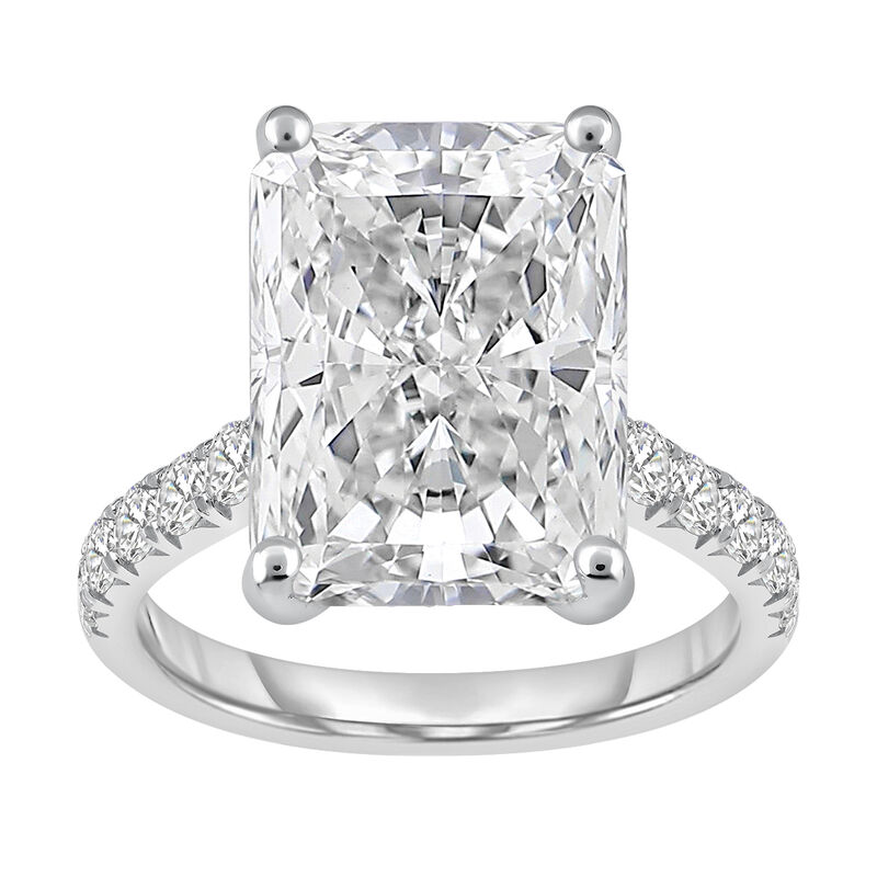 Radiant Lab Grown Diamond 7 3/4ctw. Hidden Halo Engagement Ring in 14k White Gold image number null