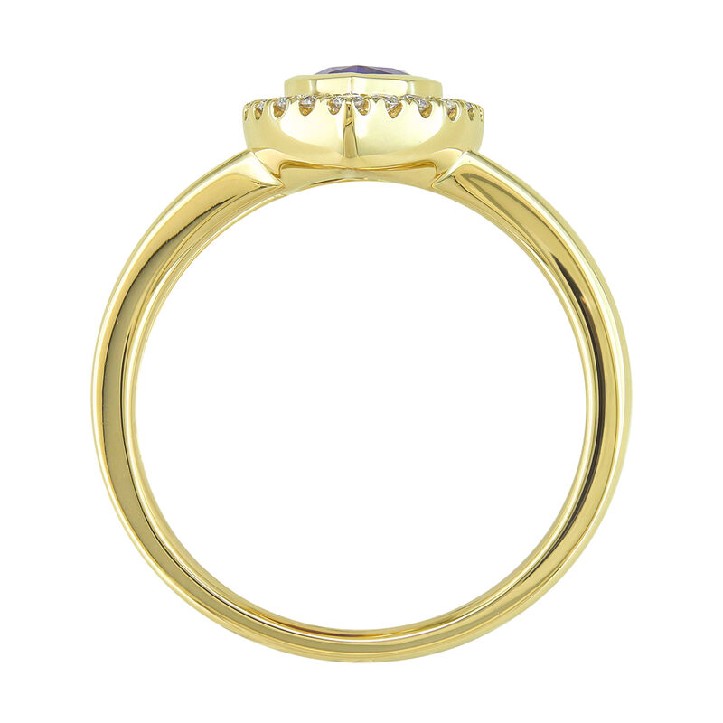 Marquise-Cut Amethyst & Diamond Ring in 10k Yellow Gold image number null