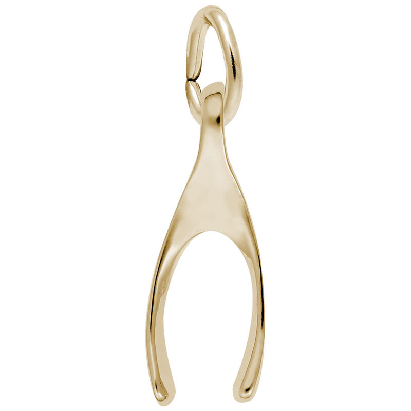 Wishbone Charm in 14K Yellow Gold image number null