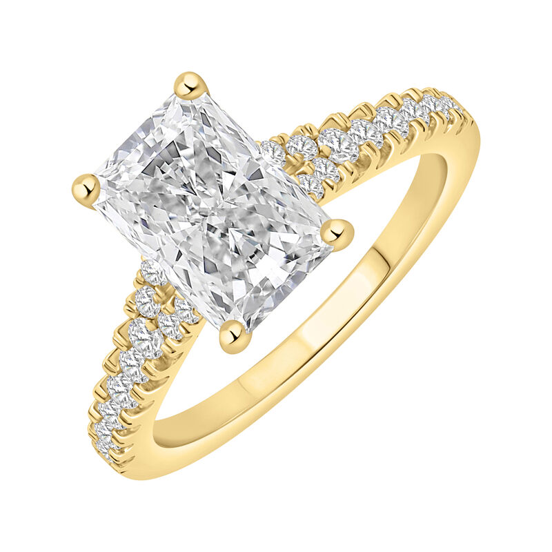 Radiant-Cut Lab Grown 2 1/3ctw. Diamond Split Shank Engagement Ring in 14k Yellow Gold image number null
