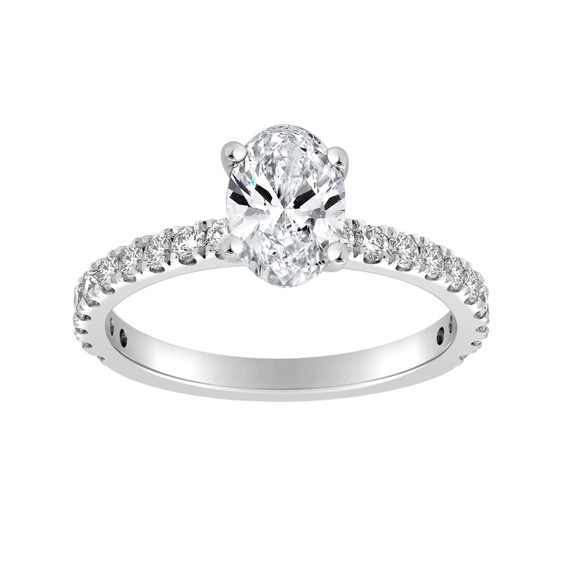 Oval-Cut Lab Grown 1 1/2ctw. Diamond Classic Shank Engagement Ring in 14k White Gold image number null