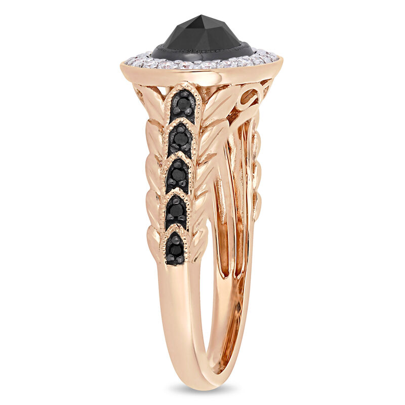 Black Oval Horizontal & Diamond Halo 1.25ctw. Engagement Ring in Rose Gold image number null