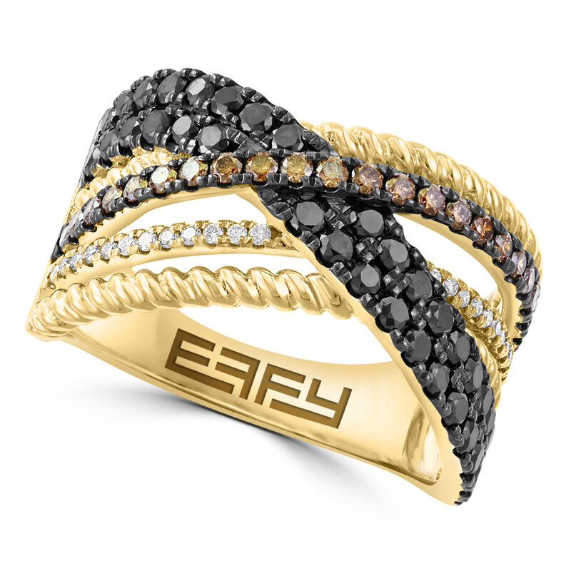 EFFY .97ctw. Diamond White Black Espresso Crossover Fashion Ring in 14k Yellow Gold image number null