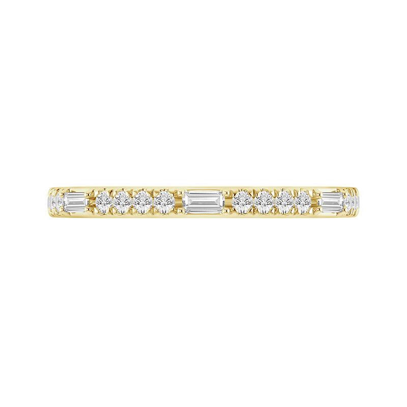 Lab Grown Diamond 1/5ctw. Baguette Stackable & 10k Yellow Gold Anniversary Ring image number null
