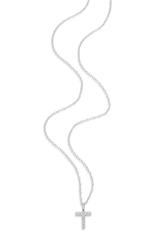Lab Grown Diamond Letter T Initial Pendant Necklace in Sterling Silver image number null