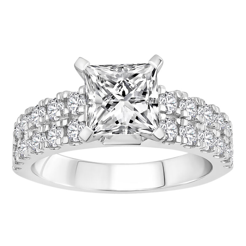 Pierce. Princess-Cut Lab Grown 2.50ctw. Diamond Double Row Engagement Ring in 14k White Gold image number null
