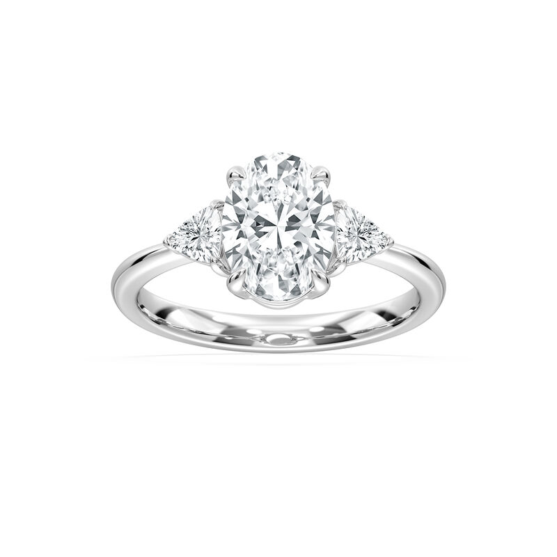 Oval Lab Grown Diamond 2 1/3ctw. Three Stone Engagement Ring in 14k White Gold image number null