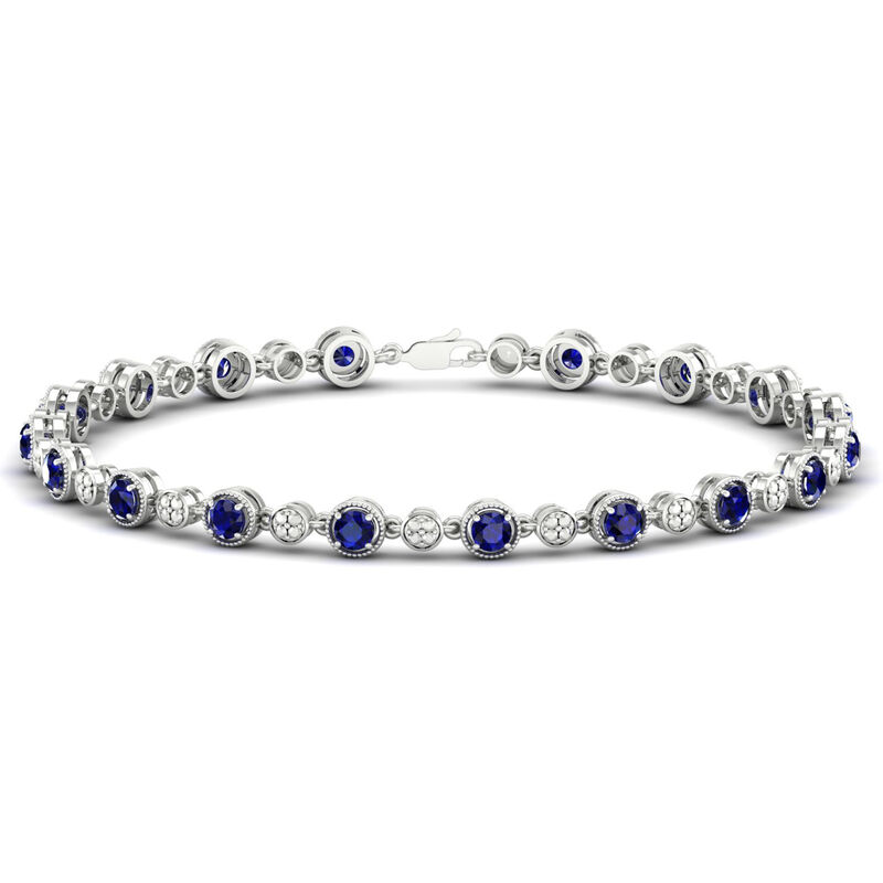 Created Ceylon Sapphire Tennis Bracelet in Sterling Silver image number null