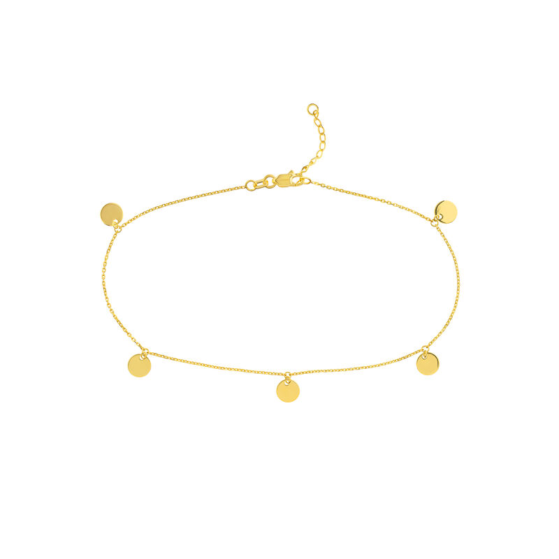 Dangle Mini Disc Anklet in 14k Yellow Gold image number null