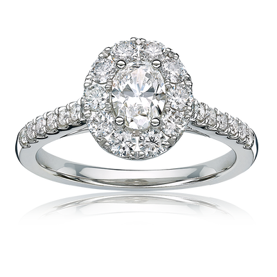 Giovanna. 1 1/4ctw. Oval Diamond Halo Engagement Ring in 14k Gold