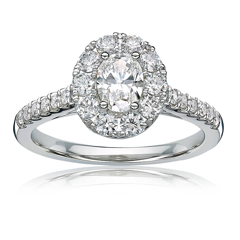 Giovanna. 1¼ctw. Oval Diamond Halo Engagement Ring in 14k Gold image number null