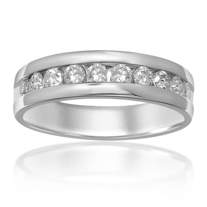 Men's Diamond 1ct Channel Set Band in 10k White Gold image number null