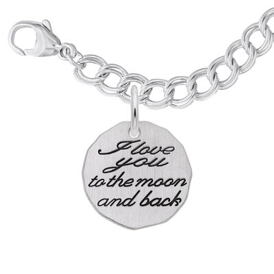 I Love You To The Moon & Back Charm Bracelet Set in Sterling Silver