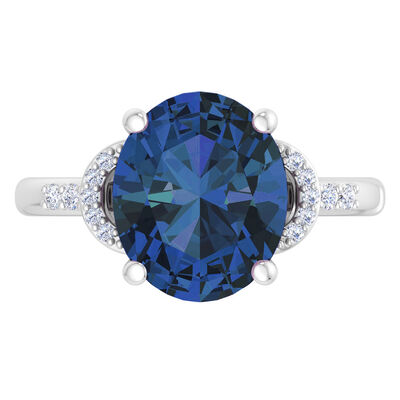Martha Stewart Oval Sapphire and Lab Grown Diamond Ring in Sterling Silver