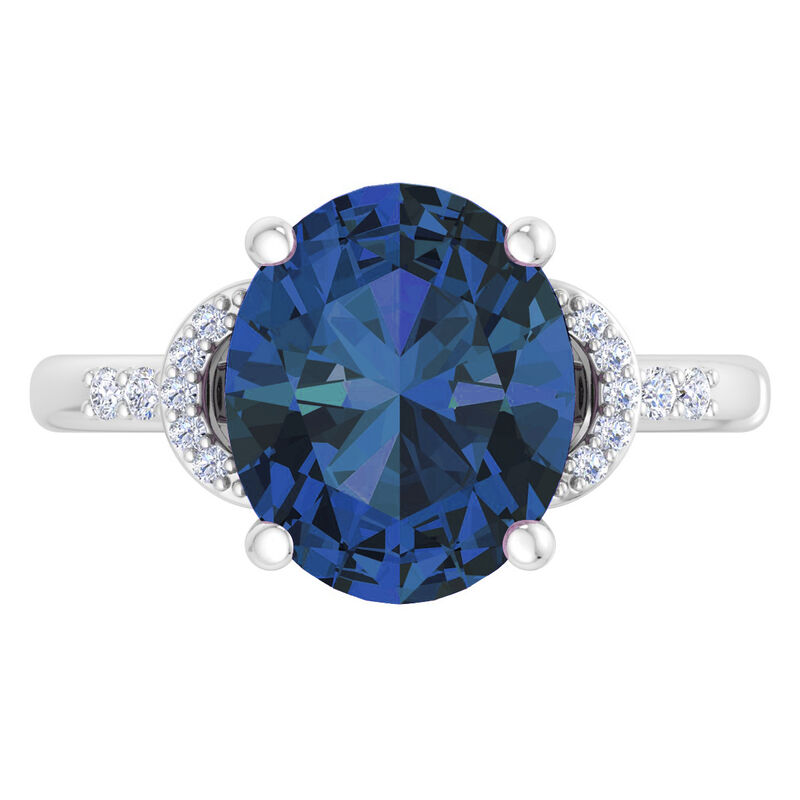Martha Stewart Oval Sapphire and Lab Grown Diamond Ring in Sterling Silver image number null