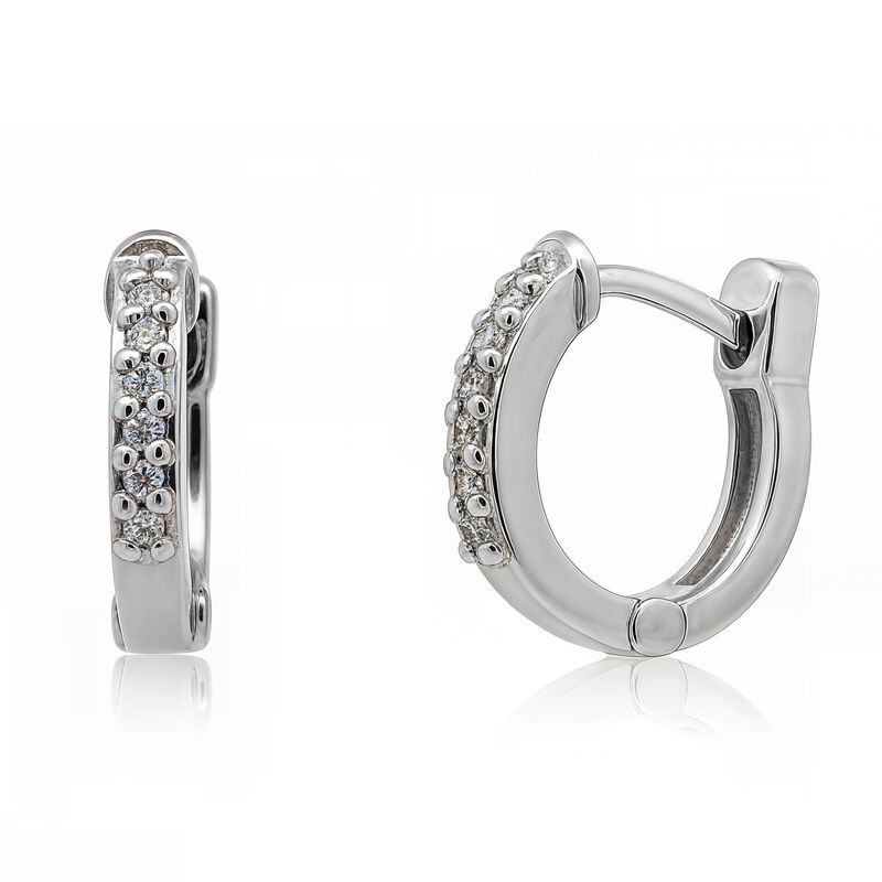 Diamond Small Hoop Earrings in Sterling Silver image number null