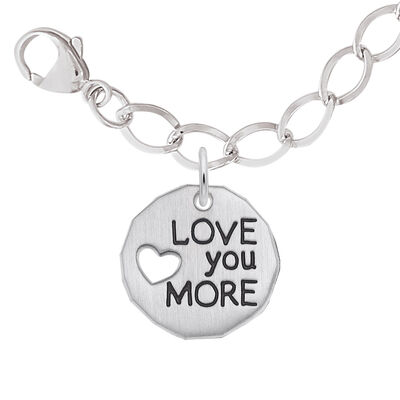 Love You More Open Heart Charm Bracelet Set in Sterling Silver