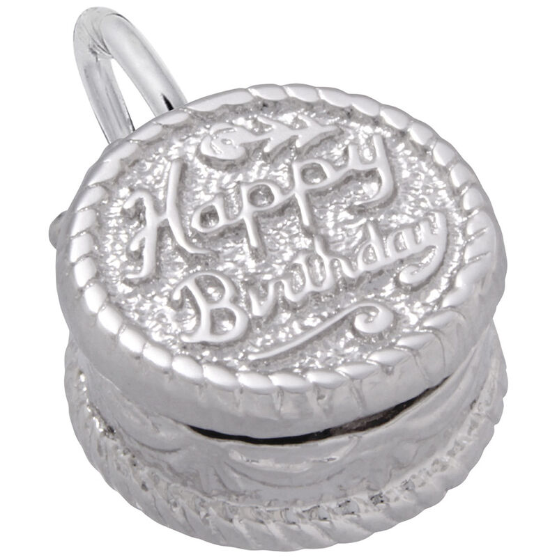 Birthday Cake Charm in 14k White Gold image number null