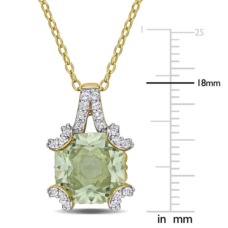Green Quartz & White Topaz Necklace in Gold Plated image number null