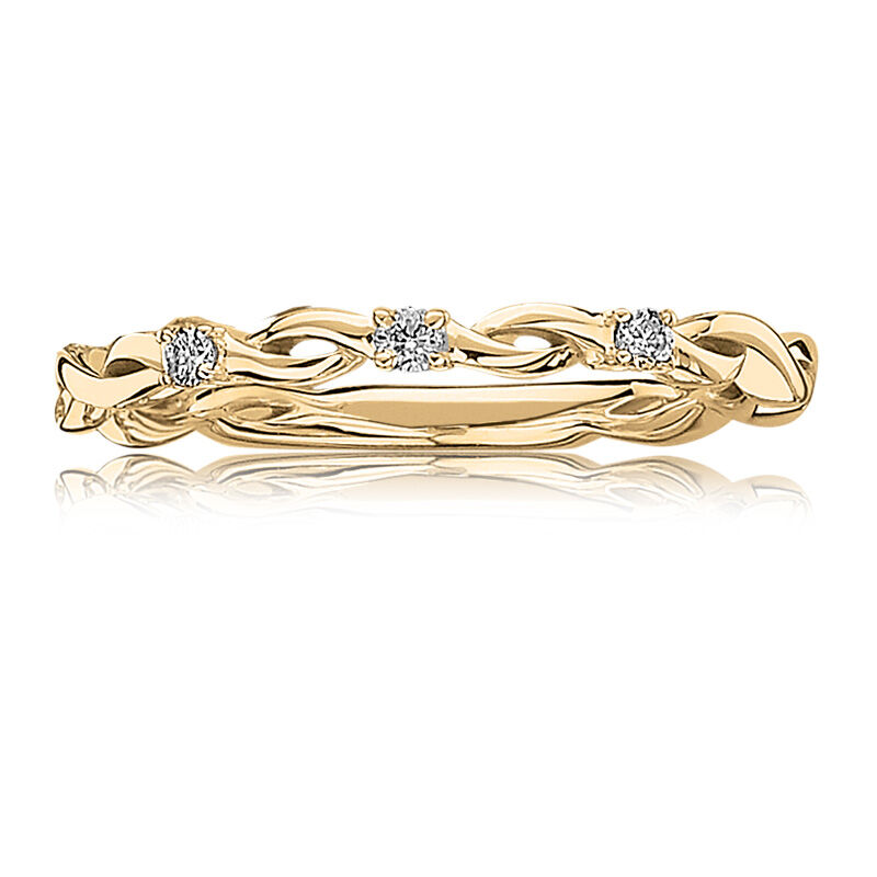 Diamond Woven Design Band in 10k Yellow Gold image number null