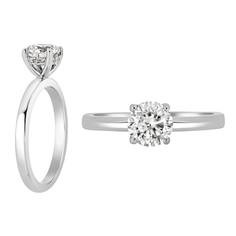 Brilliant-Cut 1ct. Hidden Halo Lab Grown EF VS Diamond Engagement Ring Setting in 14k White Gold image number null
