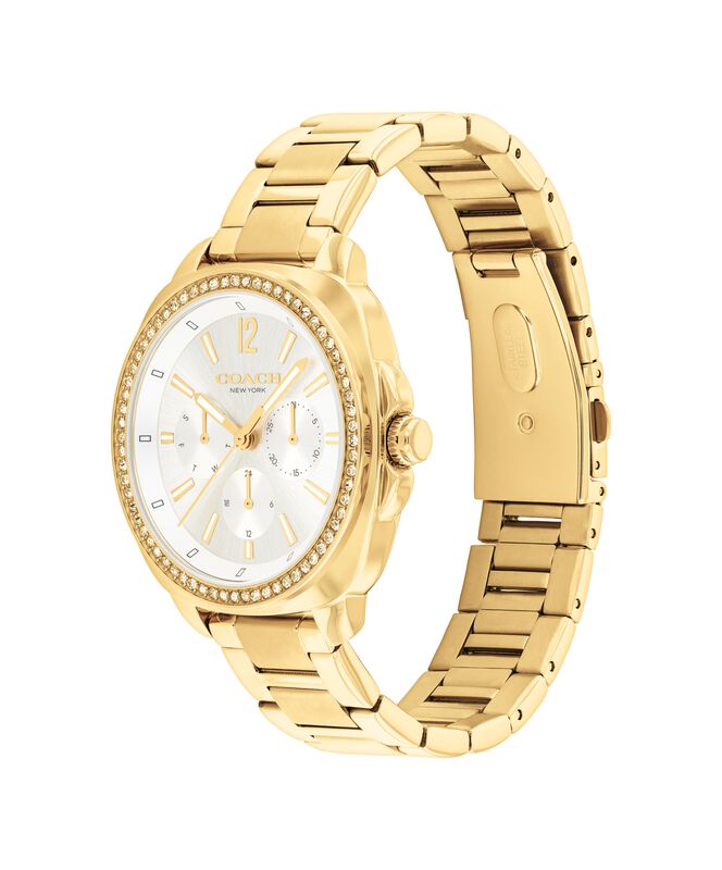 Coach Ladies' Kitt Multifunction White Dial With Crystal Bezel Gold-Tone Bracelet 38mm Watch 14504397 image number null