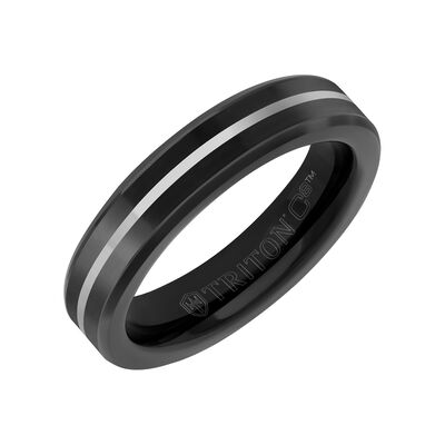 Men's Polished & Tungsten Carbide Wedding Ring (5mm)