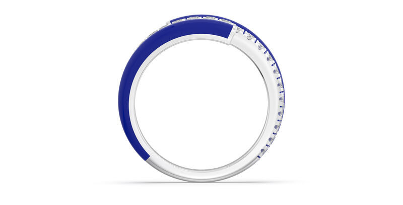 Brilliant-Cut Lab Grown Diamond Dark Blue Ceramic Double Bypass Ring in Sterling Silver image number null