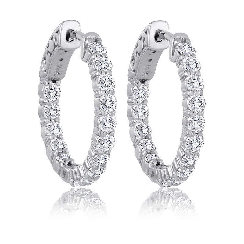 Brilliant-Cut Diamond In & Out Hoop Earrings 2ct. T.W. image number null