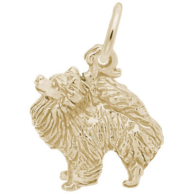 Pomeranian Charm in Gold Plated Sterling Silver