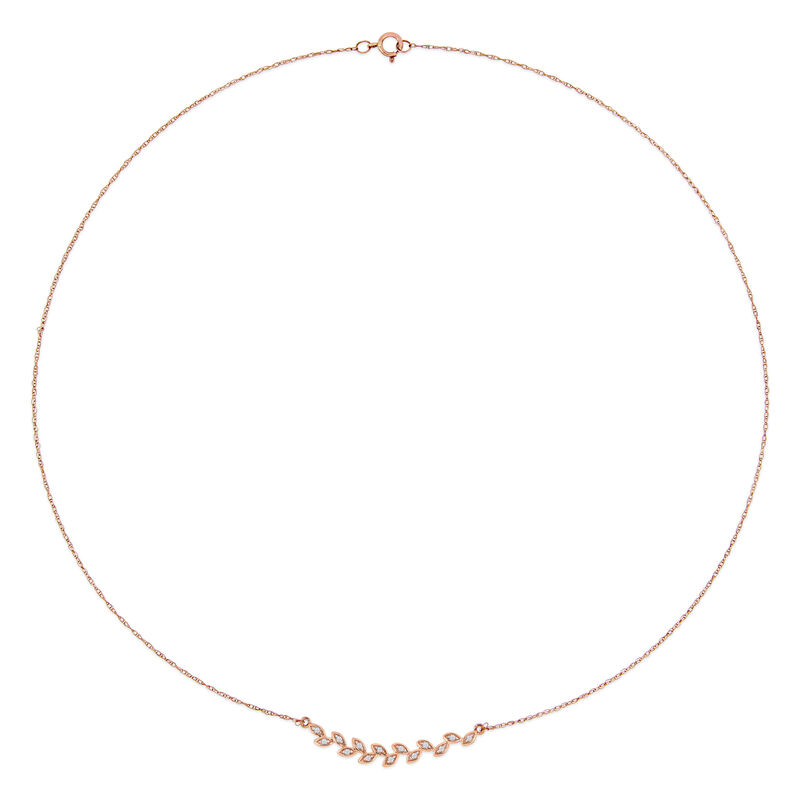 Everly Diamond Leaf Petals Necklace in 10k Rose Gold image number null