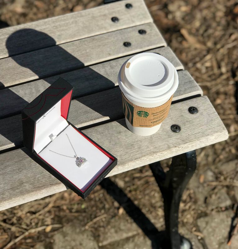 Princess Pink Sapphire & Created White Sapphire Tiara Necklace in Sterling Silver image number null