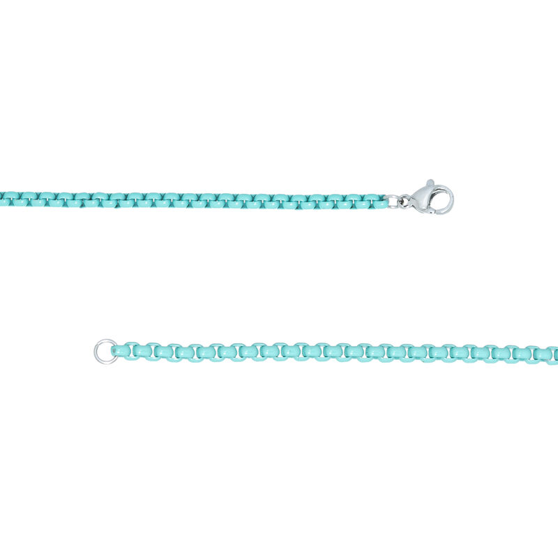 Men's 3mm 24" Round Box Chain Necklace in Turquoise Plated Stainless Steel image number null