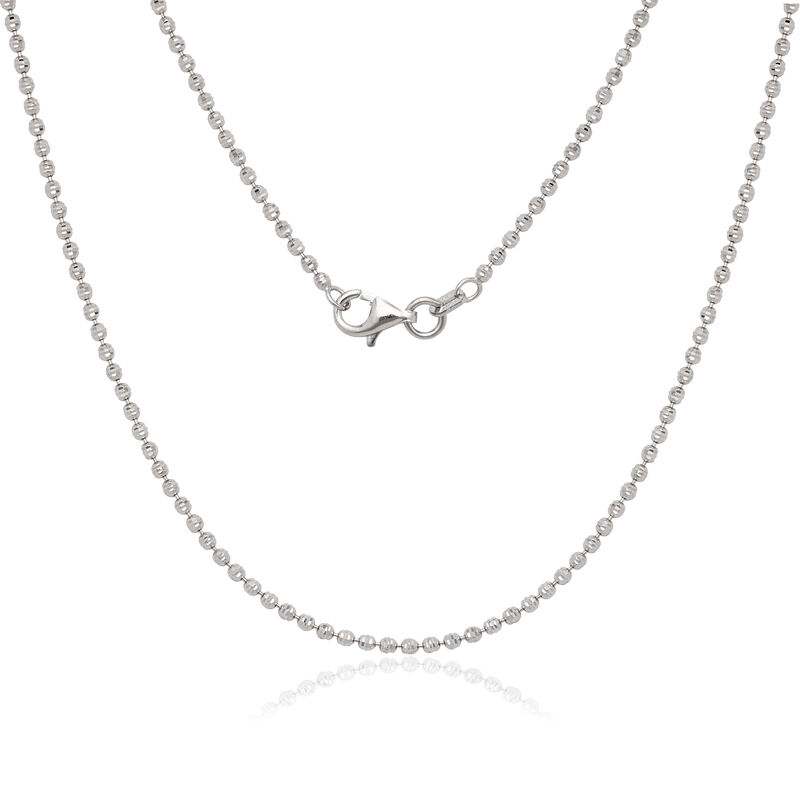 Diamond Cut Moon Bead 18" Chain 1.8mm in Sterling Silver image number null