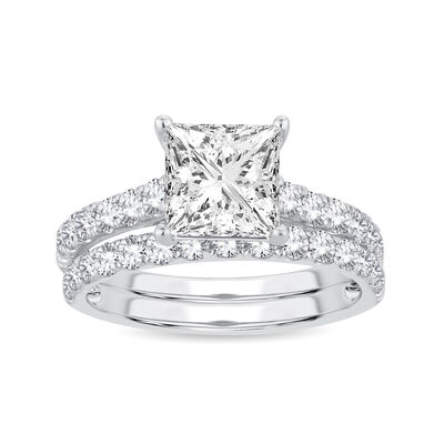 Pearson. Princess-Cut Lab Grown 3ctw. Diamond Bridal Set in 14k White Gold