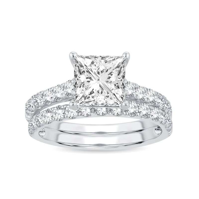 Pearson. Princess-Cut Lab Grown 3ctw. Diamond Bridal Set in 14k White Gold image number null