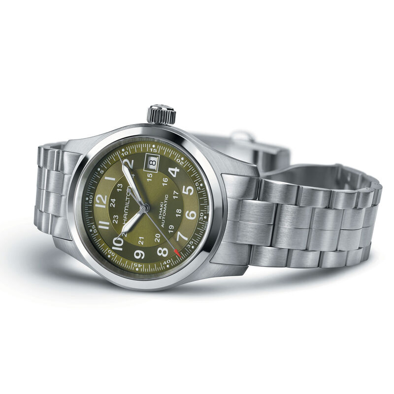 Hamilton Khaki Field Auto Date 38mm Green Dial Stainless Steel Watch H70455160 image number null