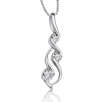 Sirena 1/7ct. T.W. 3 Stone Diamond Swirl Pendant