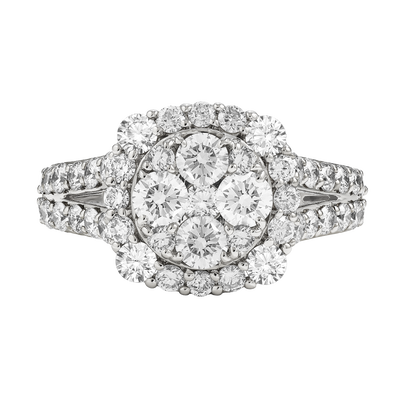 Jameson. Cushion-Cut 2ctw. Diamond Halo Engagement Ring in 14k White Gold 