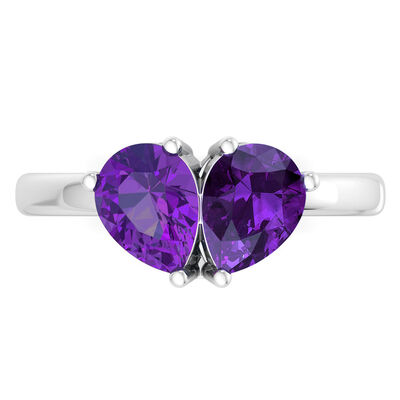 Martha Stewart Amethyst Two Stone Ring in Sterling Silver