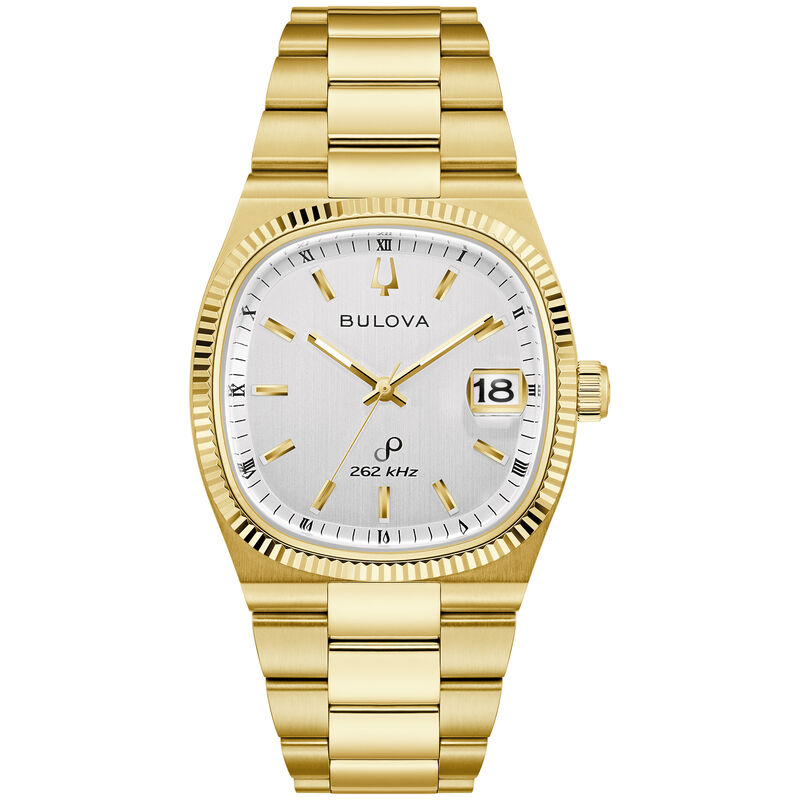 Bulova Men's Silver White Dial Gold Tone Stainless Steel 38mm Watch 97B223 image number null