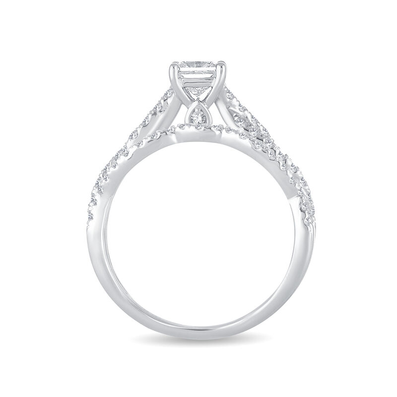 Lab Grown Princess-Cut Diamond 1ctw. Twist Bridal Set in 10k White Gold image number null