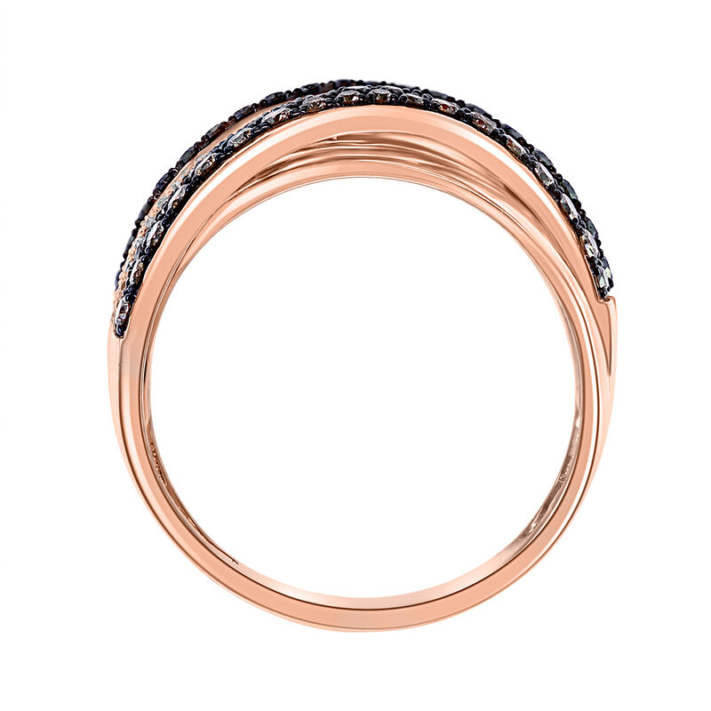 EFFY Brilliant-Cut .85ctw. White Black Espresso Diamond Crossover Fashion Ring in 14k Rose Gold image number null