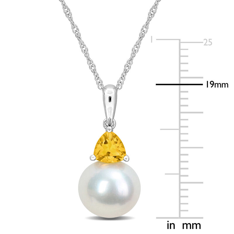 Citrine & Freshwater Cultured Pearl Necklace in 10k White Gold image number null