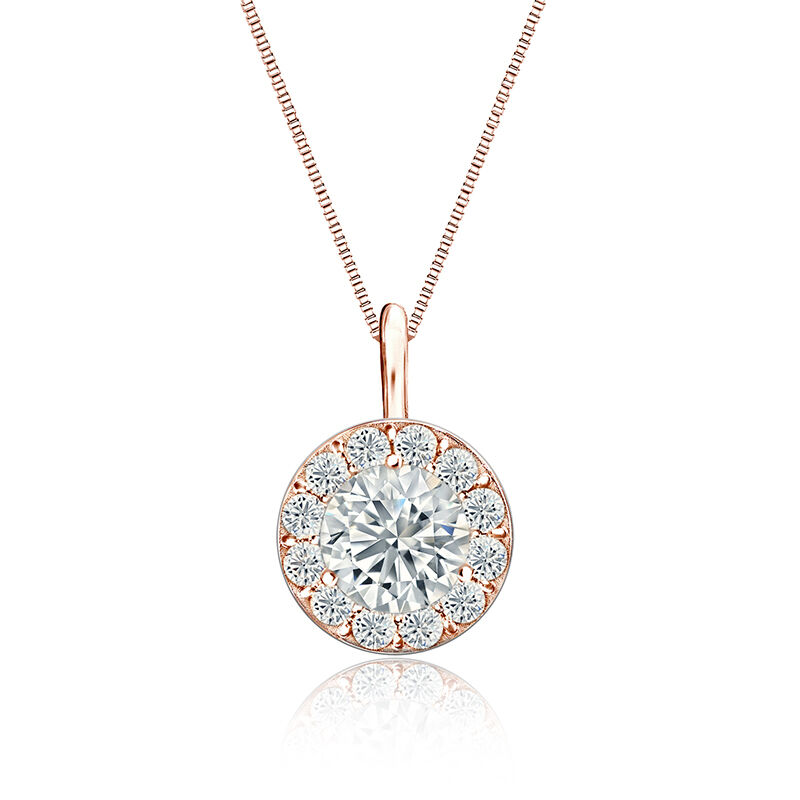 Diamond Halo 1ct. t.w. Pendant in 14k Rose Gold image number null