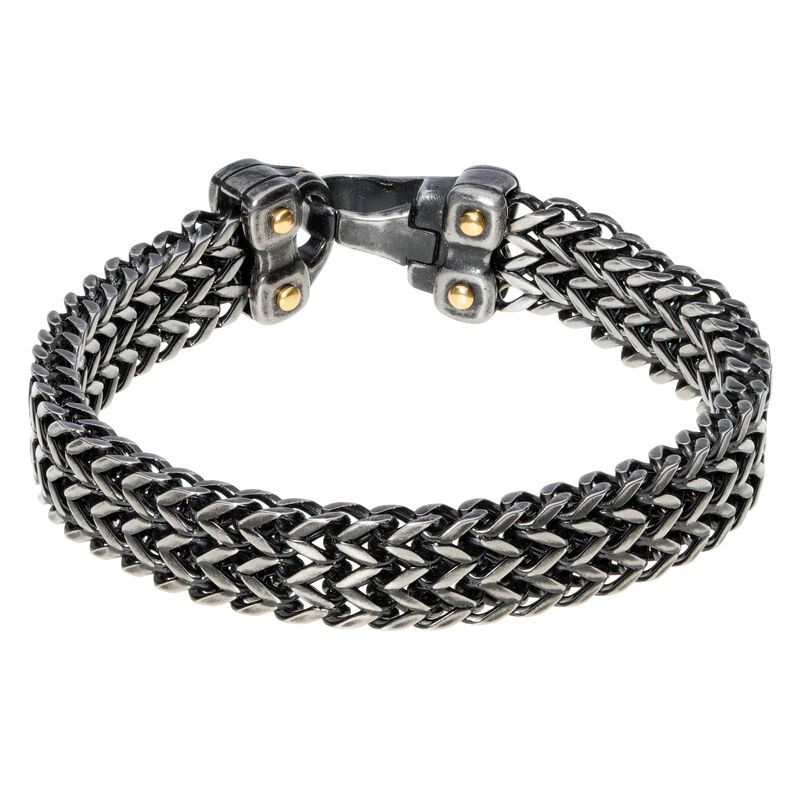 Men's 10mm Bracelet in Gold & Black Plated Stainless Steel image number null
