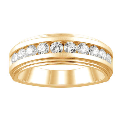 Men's Lab Grown 1ctw. Diamond Channel Band in 10k Yellow Gold