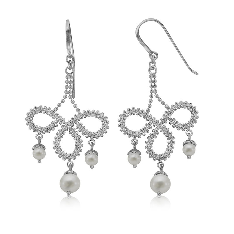 Pearl Lace Dangle Earrings in Sterling Silver image number null