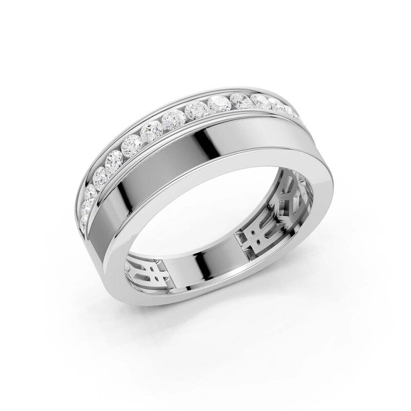 Lab Grown Diamond 3/8ctw. Channel Trim Wide Band Wedding Ring in 14k White Gold image number null
