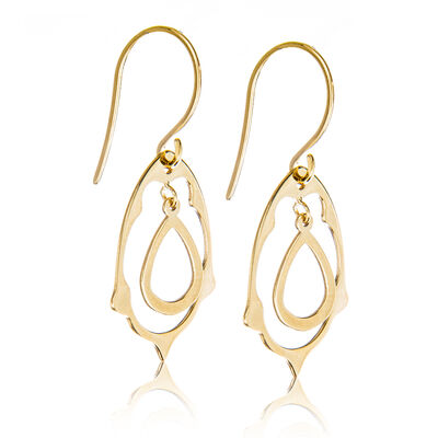 Fancy Teardrop Dangle Fashion Earrings in 14k Yellow Gold